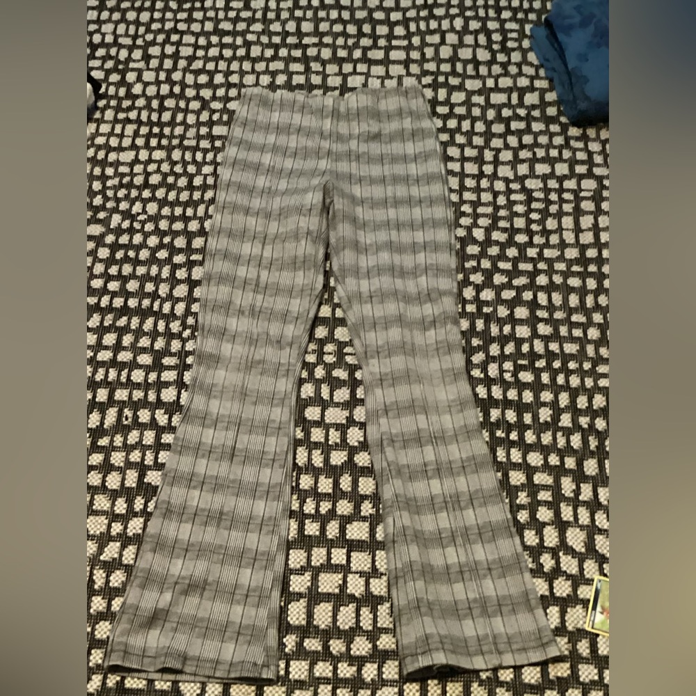 Zara flared gray plaid stretch pants